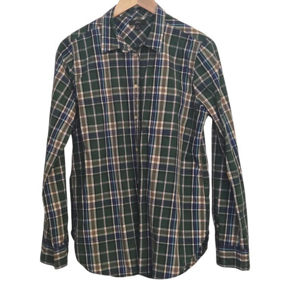 J.CREW Women's Green Blue Tulsa Plaid Long Sleeve Button Down Shirt Size 12 - Picture 5 of 9
